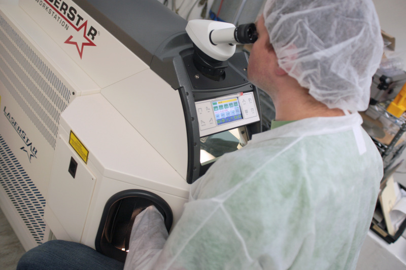 Laser welding capability for UHV LEED & AES spectroscopy related purposes